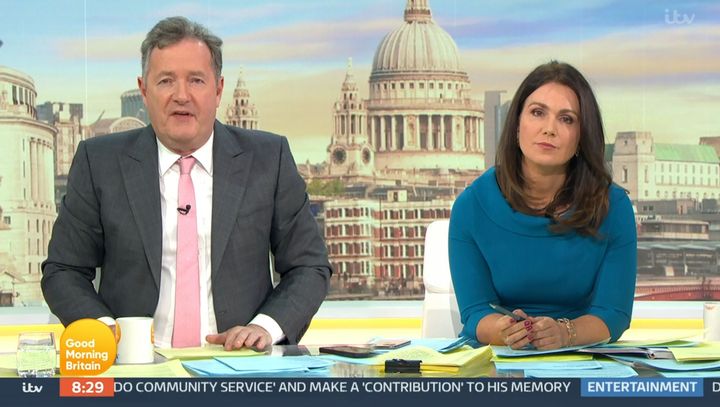 Piers and Susanna Reid during his final GMB broadcast