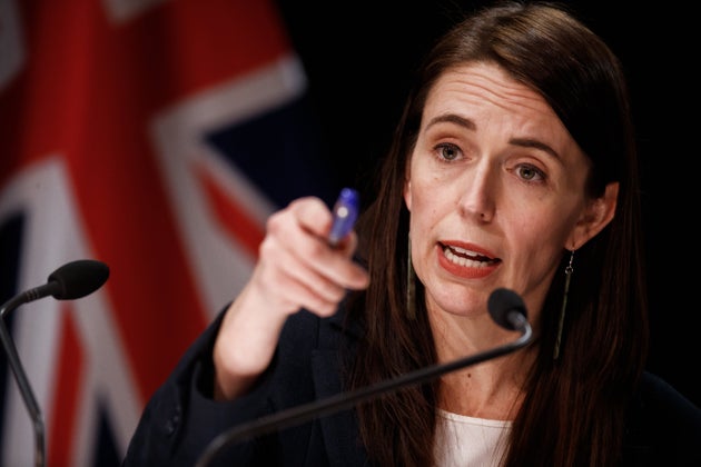 Jacinda Ardern speaks to the media at a press conference with the details of the Auckland supermarket...