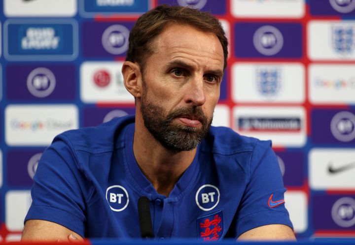 Gareth Southgate speaking during a press conference after the World Cup qualifier