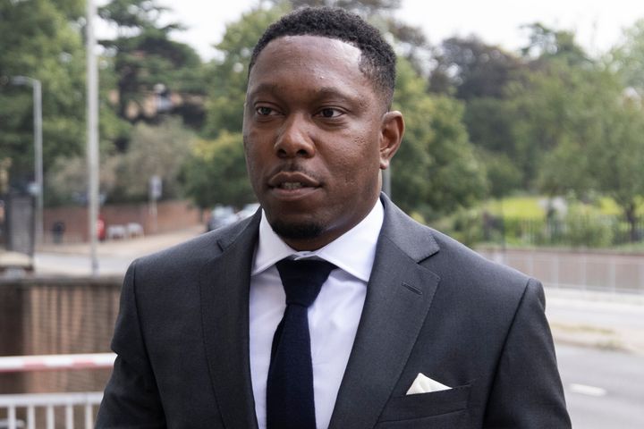 Dizzee Rascal arriving in court on Friday