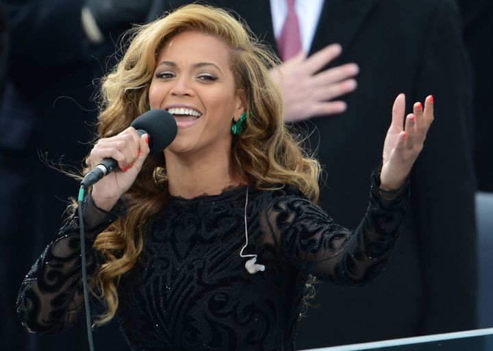 Beyonce performing at President Barack Obama's inauguration. 