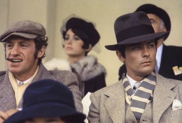 French actors Jean Paul Belmondo and Alain Delon on the set of Borsalino, directed by Jacques Deray. (Photo by Sunset Boulevard/Corbis via Getty Images)