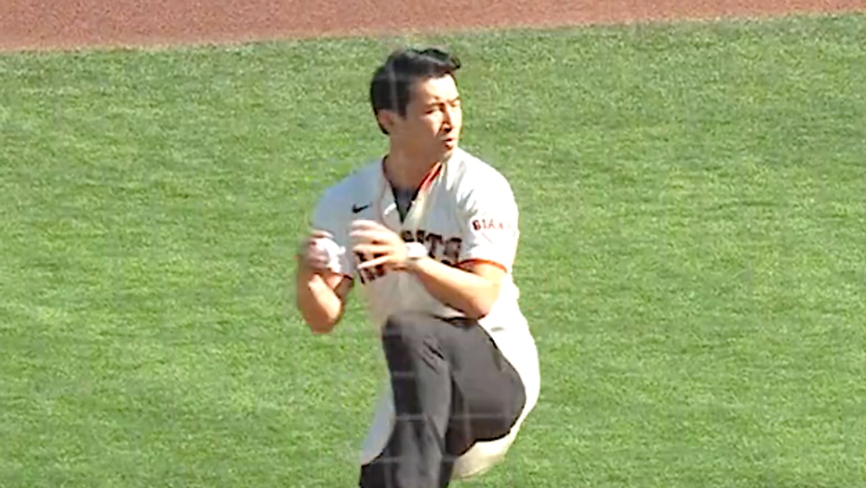 Simu Liu Throws Superheroic First Pitch At San Francisco Giants Game