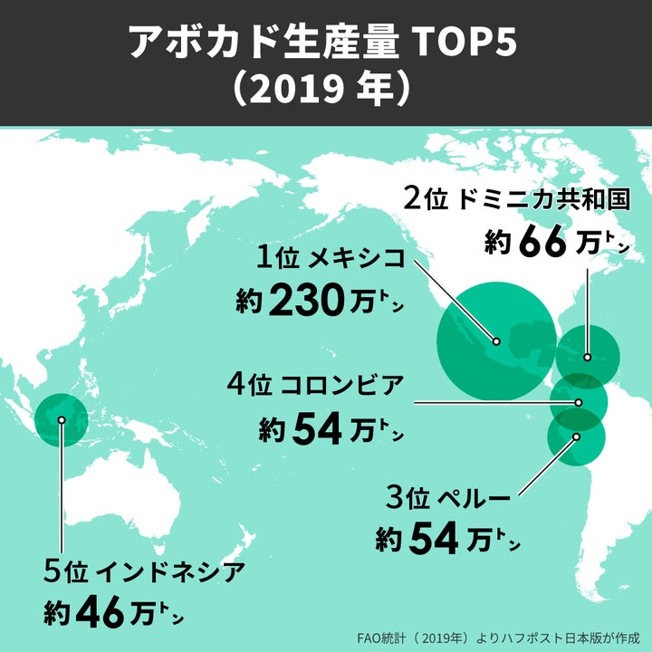 アボカドの生産量TOP5