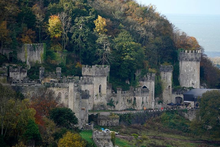 A view of Gwyrch Castle in Abergele, Wales.