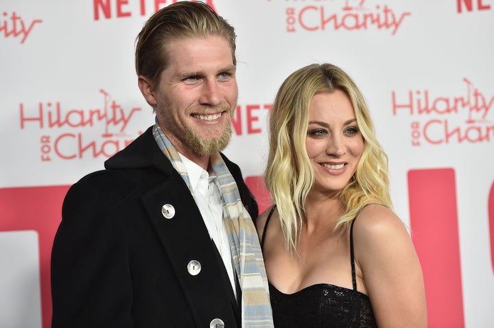 Karl Cook and Kaley Cuoco attend the 6th Annual Hilarity For Charity on March 24, 2018, in Los Angeles. The two announced the