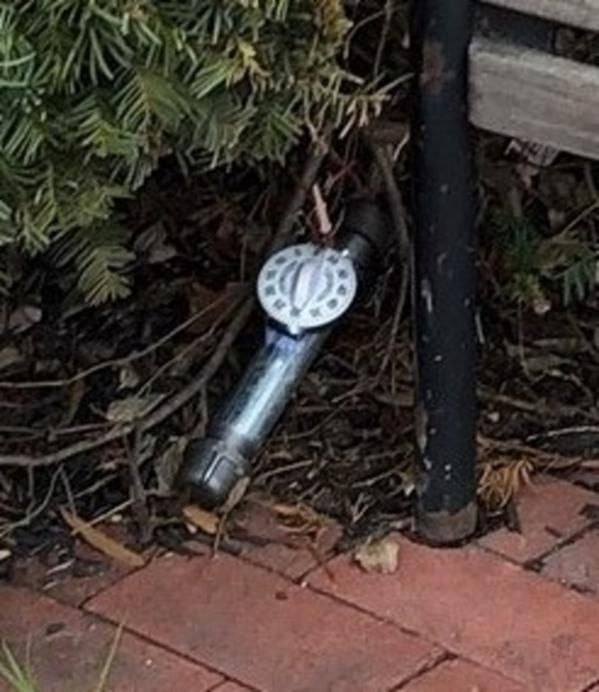 One of two pipe bombs planted by an unidentified suspect on Jan. 5, the night before the deadly insurrection at the U.S. Capitol.