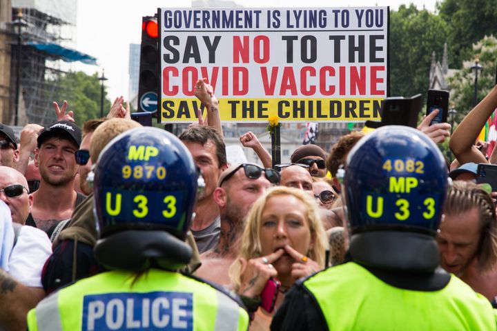 An anti-vaccine protest in London
