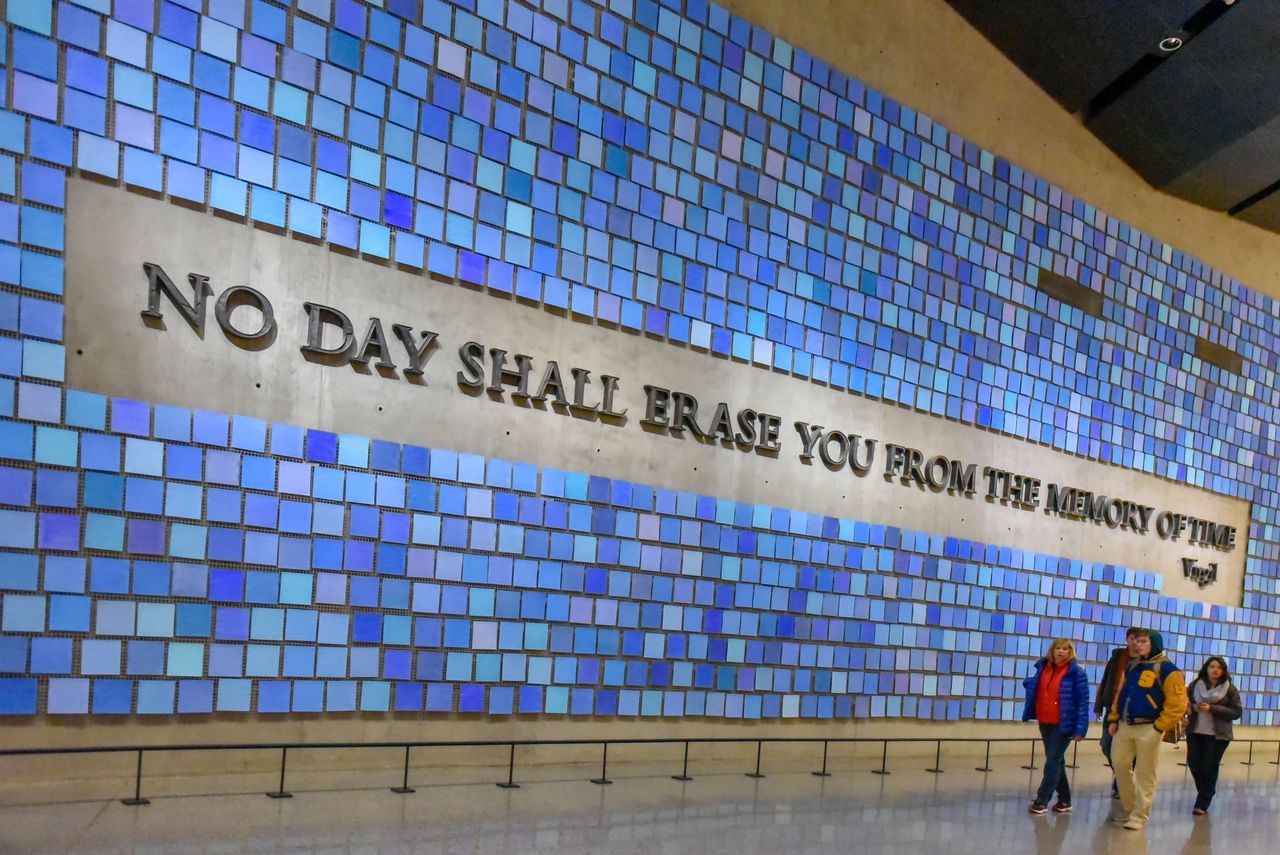 Inside of the National September 11 Memorial and Museum.