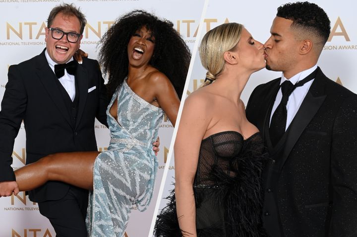 Alan Carr, Beverley Knight, Chloe Burrows and Toby Aromolaran strike a pose on the NTAs red carpet
