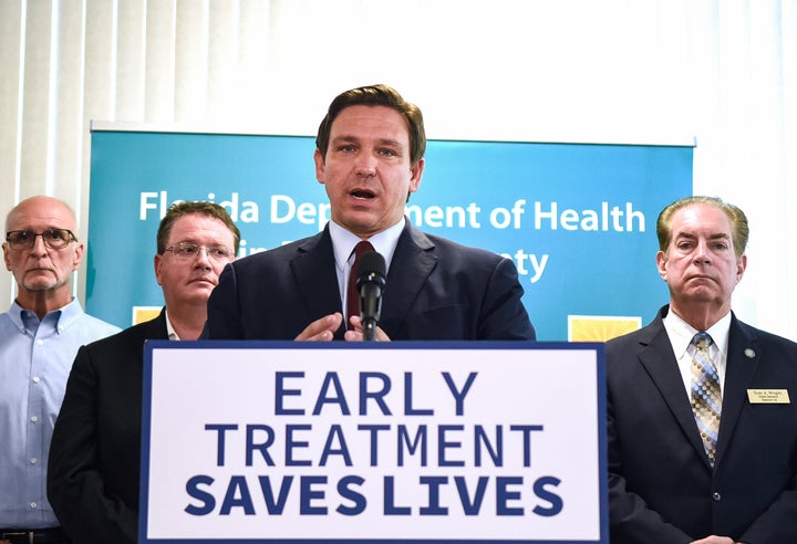 DeSantis holds a news conference on Sept. 1 to announce that the state has provided more than 40,000 monoclonal antibody treatments to COVID-19 patients statewide. Florida continues to lead the nation in COVID-19 deaths amid the latest surge.