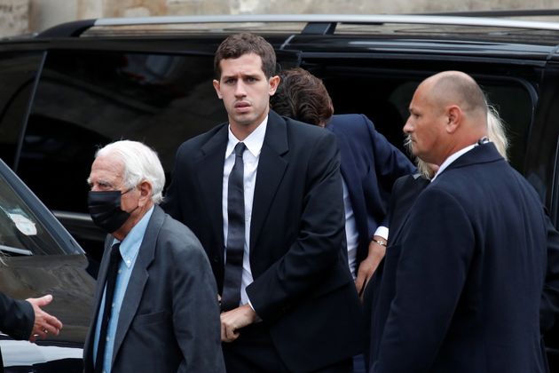 Victor Belmondo, le petit-fils de Jean-Paul Belmondo aux obsèques à l'église Saint-Germain-des-Pres à Paris, le 10 septembre 2021