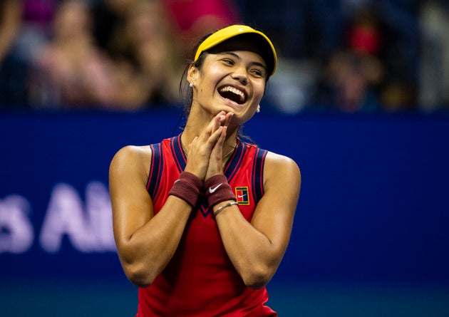 Emma Raducanu celebrating her