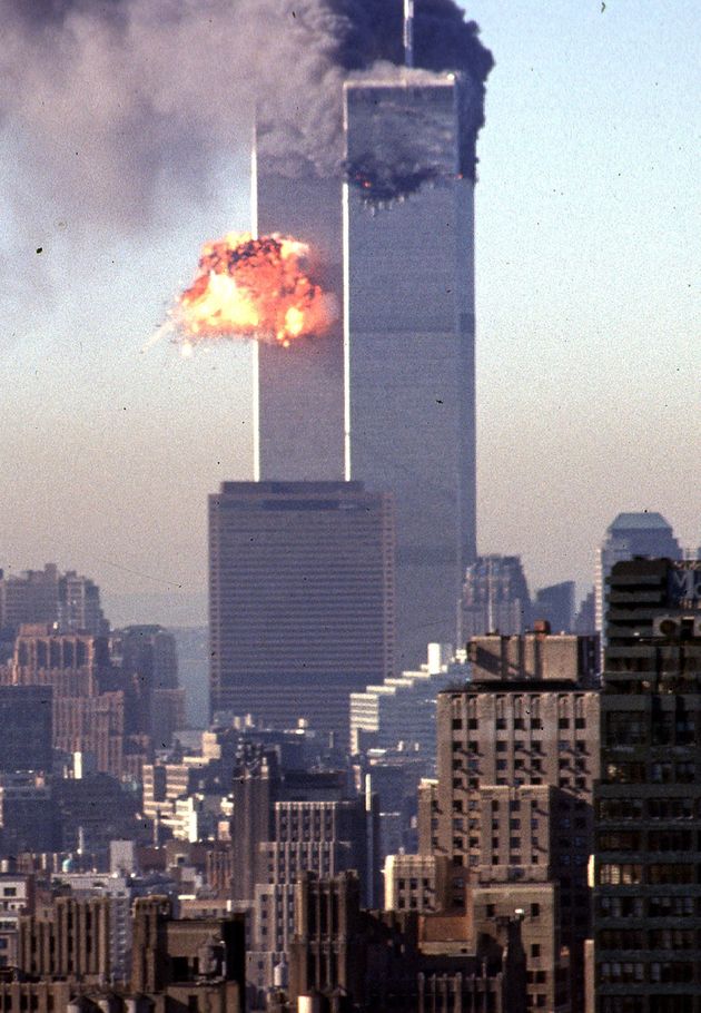 A hijacked commercial plane crashes into the World Trade Centre on September 11, 2001, in New York.