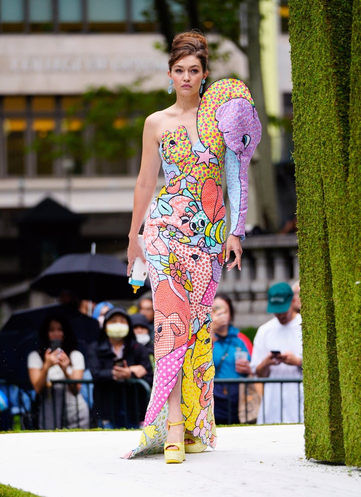 Gigi Hadid walks the runway at Moschino show on Sep. 9 in New York City. 