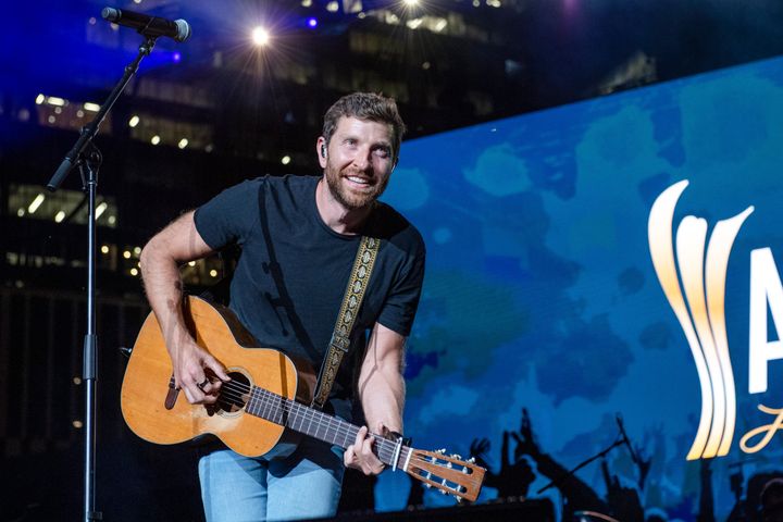 FILE - In this Tuesday, August 24, 2021, file photo, Brett Eldredge performs at the 2021 ACM Party for a Cause at Ascend Amphitheater, in Nashville, Tenn. Country singer Eldredge has had another encounter with wildlife, this one involving a bear at a North Carolina home. This week, Eldredge posted a video of the run-in after the bear entered a garage at a home in Asheville, N.C., as he was about to go on a hike, The Charlotte Observer reported. (Photo by Amy Harris/Invision/AP, File)