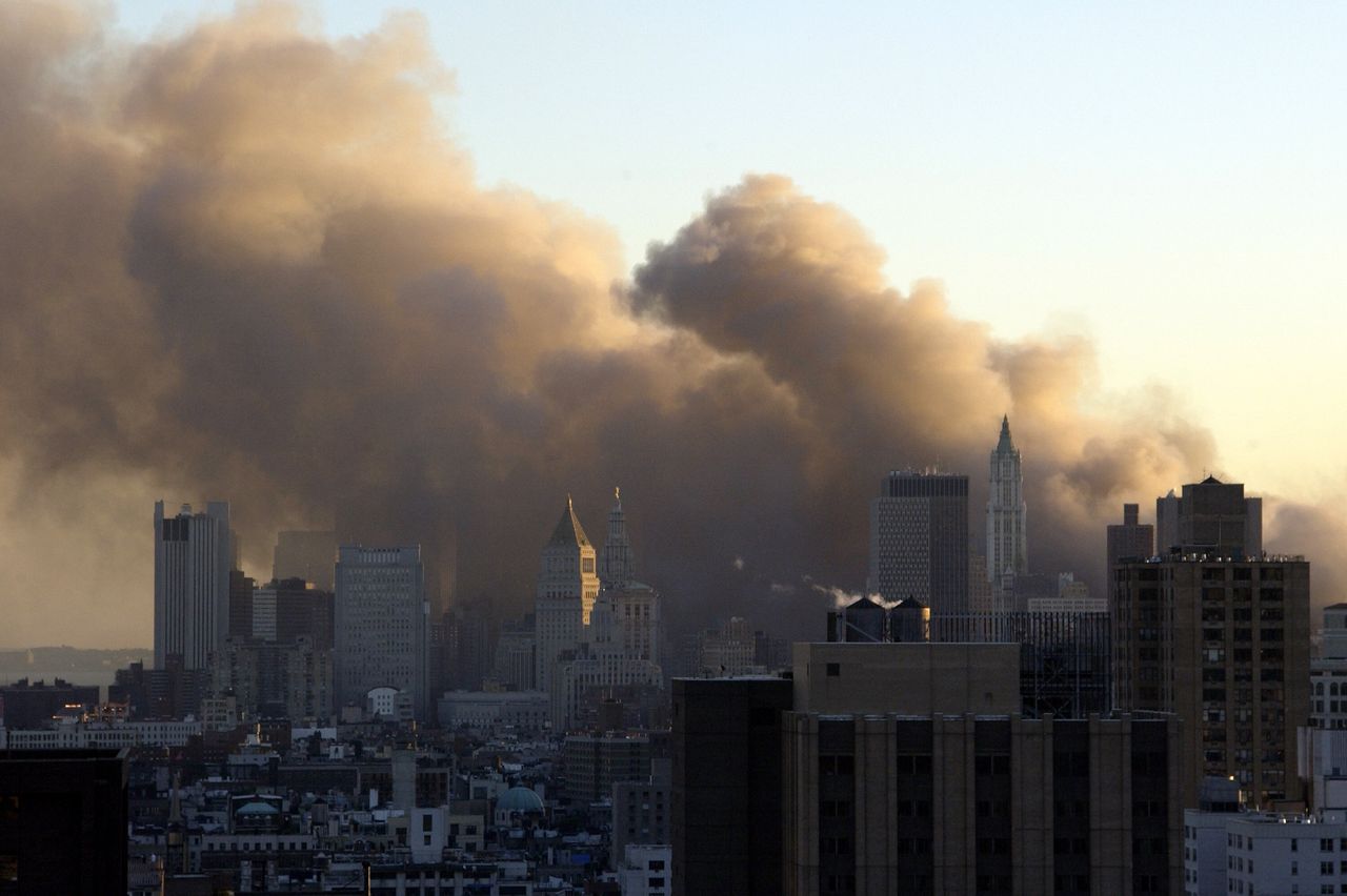 Smoke billows from the scene of the Sept. 11, 2001, terrorist attacks on the World Trade Center in Manhattan.