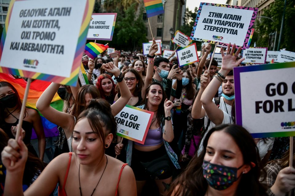 Στιγμιότυπο από την πορεία Athens Pride 2021 - πορεία περηφάνειας της ΛΟΑΤΚΙ ΚΑΙ LGBTQI+ κοινότητας....