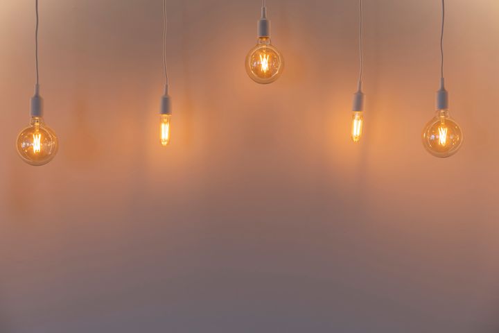 Vintage light bulbs over dark background