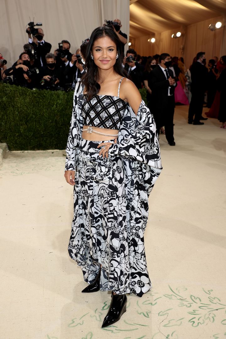 Emma Raducanu attends The 2021 Met Gala Celebrating In America: A Lexicon Of Fashion at Metropolitan Museum of Art on September 13, 2021 in New York City. (Photo by Dimitrios Kambouris/Getty Images for The Met Museum/Vogue )