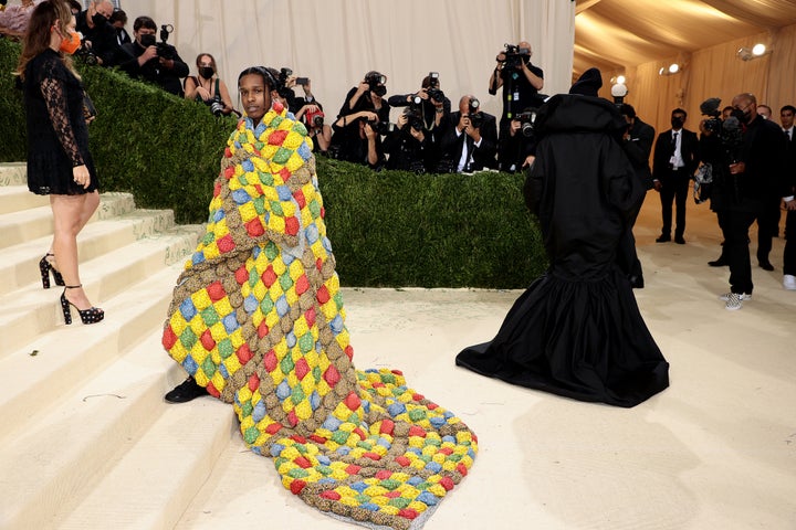 ASAP Rocky and Rihanna attend the 2021 Met Gala.