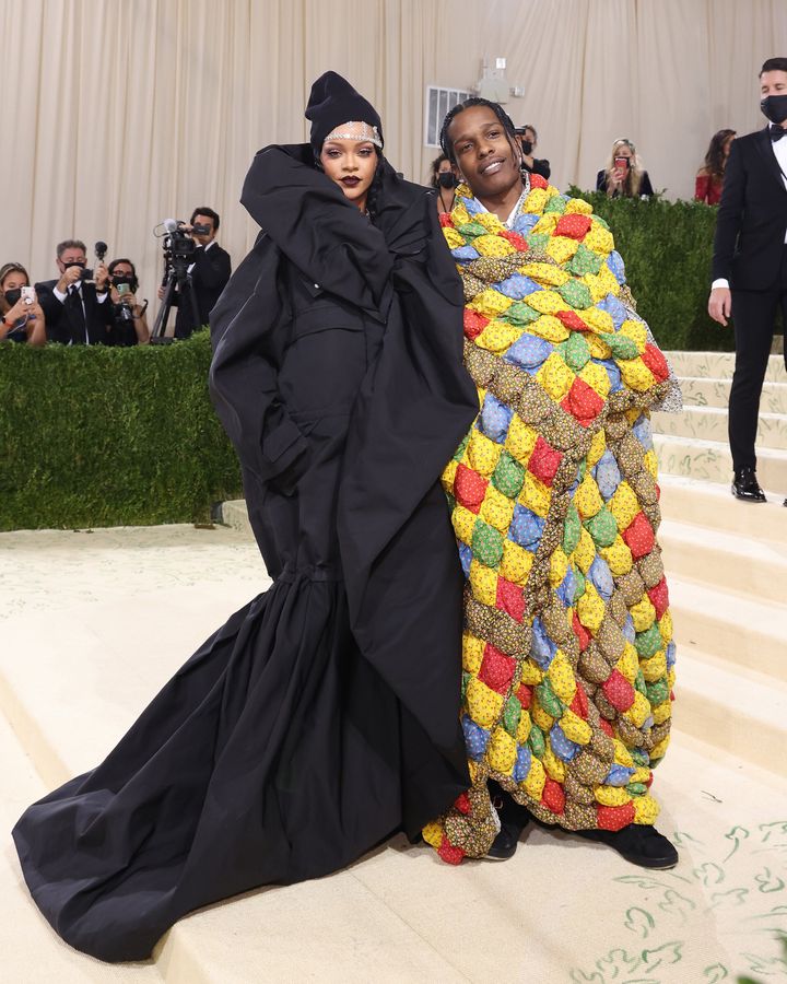 Rihanna and A$AP Rocky attend the 2021 Met Gala.