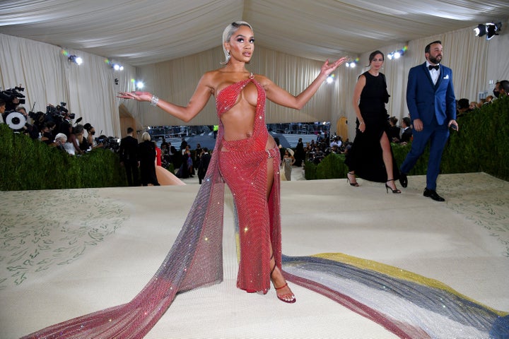 NEW YORK, NEW YORK - SEPTEMBER 13: Saweetie attends The 2021 Met Gala Celebrating In America: A Lexicon Of Fashion at Metropolitan Museum of Art on September 13, 2021 in New York City. (Photo by Kevin Mazur/MG21/Getty Images For The Met Museum/Vogue)