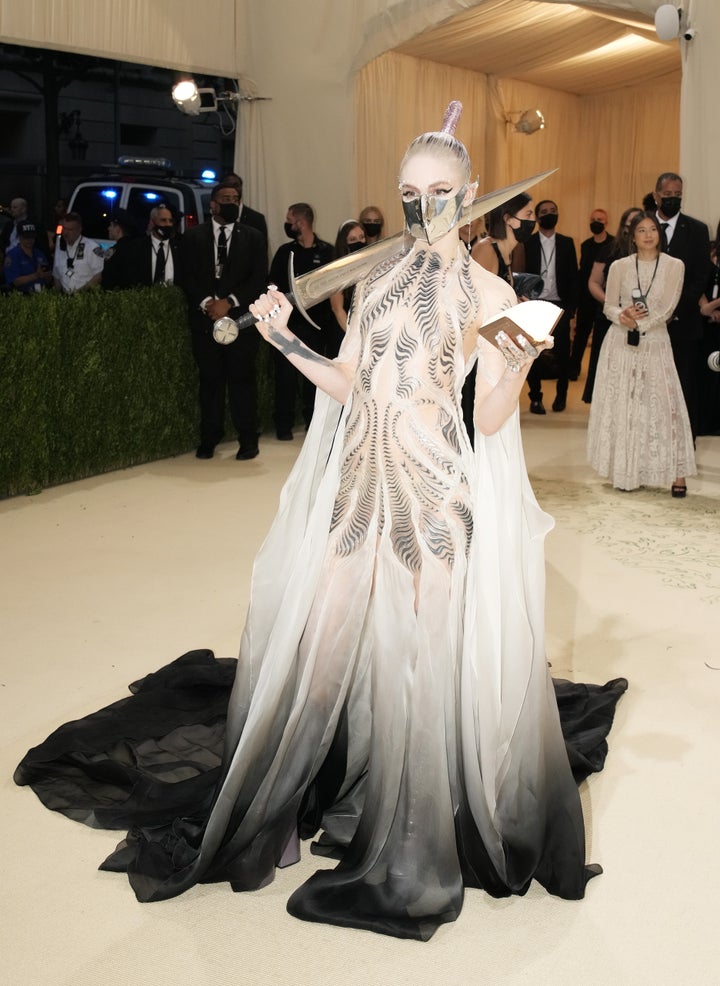 Grimes attends the 2021 Met Gala, "Celebrating In America: A Lexicon Of Fashion," at the Metropolitan Museum of Art on Monday in New York City.