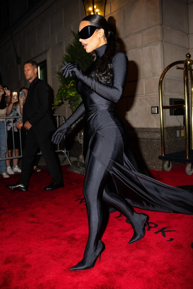 NEW YORK, NEW YORK - SEPTEMBER 13: Kim Kardashian is seen in Midtown on September 13, 2021 in New York...