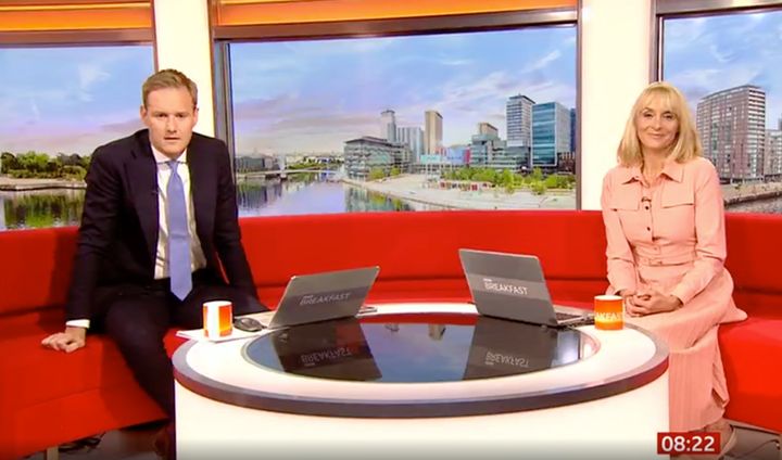 Dan Walker and Louise Minchin watched the incident play out live on air