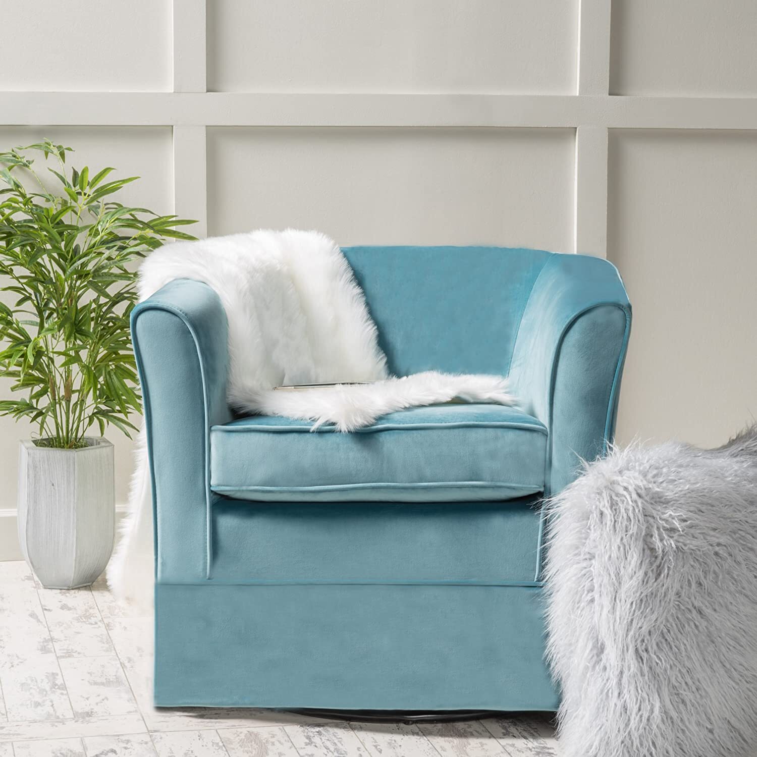 cecilia velvet swivel club chair by christopher knight home