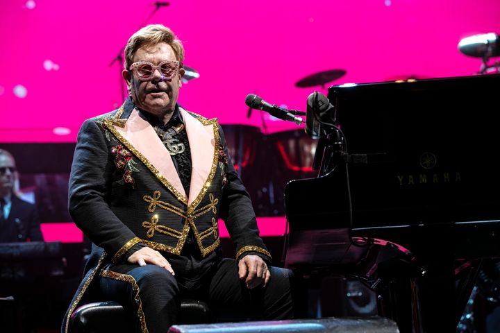 Elton John on stage in 2019