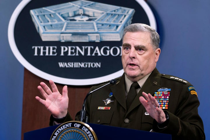 FILE - In this July 21, 2021 file photo, Joint Chiefs Chairman Gen. Mark Milley speaks at a press briefing at the Pentagon in Washington. (AP Photo/Kevin Wolf)