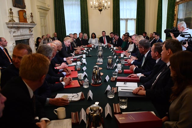Johnson's first cabinet meeting after his