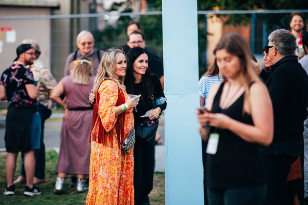 Courteney was happy to pose for pictures at the