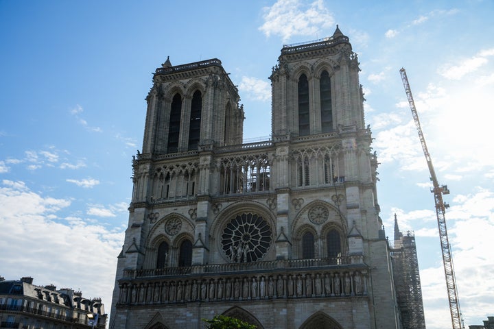 France’s Notre Dame Cathedral is seen in Paris on September 18. It took more than two years to stabilize and secure the centuries-old structure after the 2019 fire.