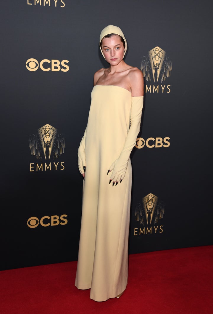 Emma Corrin attends "The Crown's" Emmy celebration in London on Sunday.