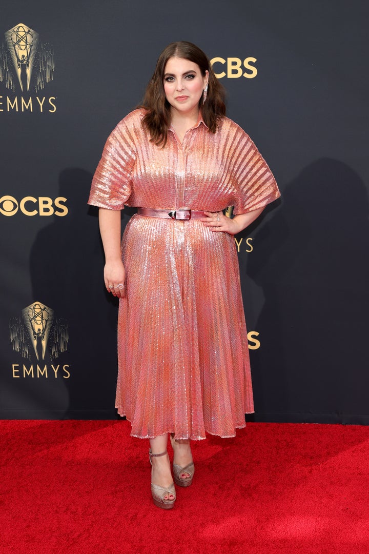 LOS ANGELES, CALIFORNIA - SEPTEMBER 19: Beanie Feldstein attends the 73rd Primetime Emmy Awards at L.A. LIVE on September 19, 2021 in Los Angeles, California. (Photo by Rich Fury/Getty Images)