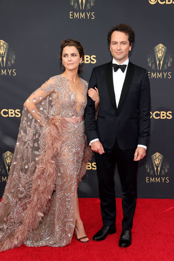 Keri Russell and her partner, Matthew Rhys, attend the 73rd Primetime Emmy Awards on Sunday in Los Angeles.