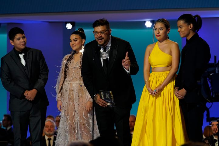The cast of "Reservation Dogs" appears at the 73rd Emmy Awards on Sept. 19.