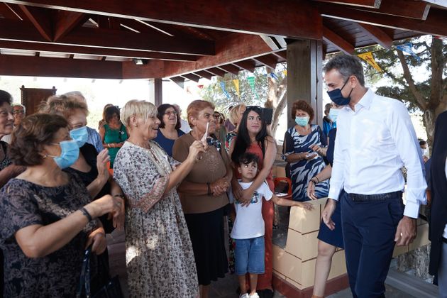 Επίσκεψη του πρωθυπουργού Κυριάκου Μητσοτάκη στην Χάλκη την Πέμπτη 6 Αυγούστου 2020. (EUROKINISSI/ΓΡΑΦΕΙΟ...