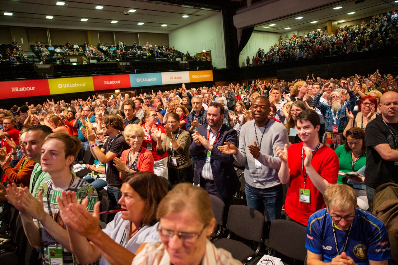 Delegates give a standing ovation after a speech at the Labour Party conference in 2019.