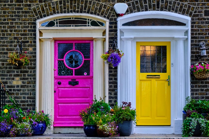 Painted front doors on Georgian houses in Dublin's Merrion Square