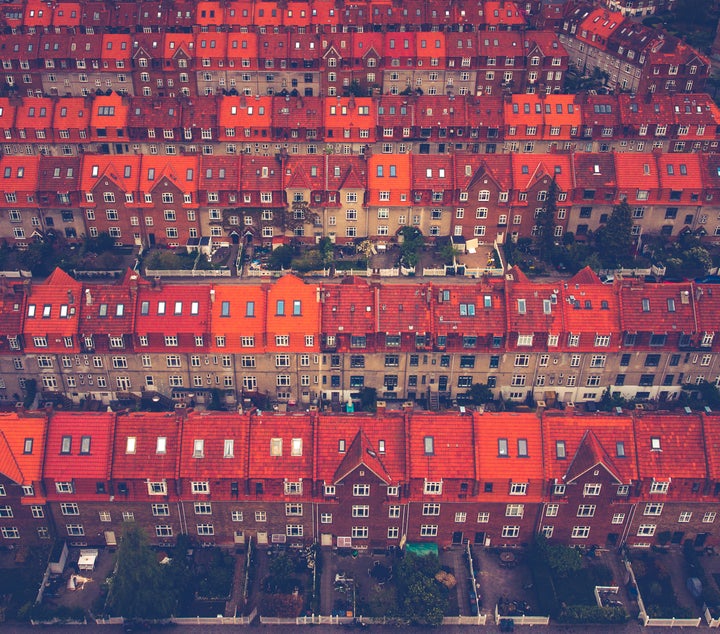 The historic roofs of Lyngbyvejskvarteret in Copenhagen