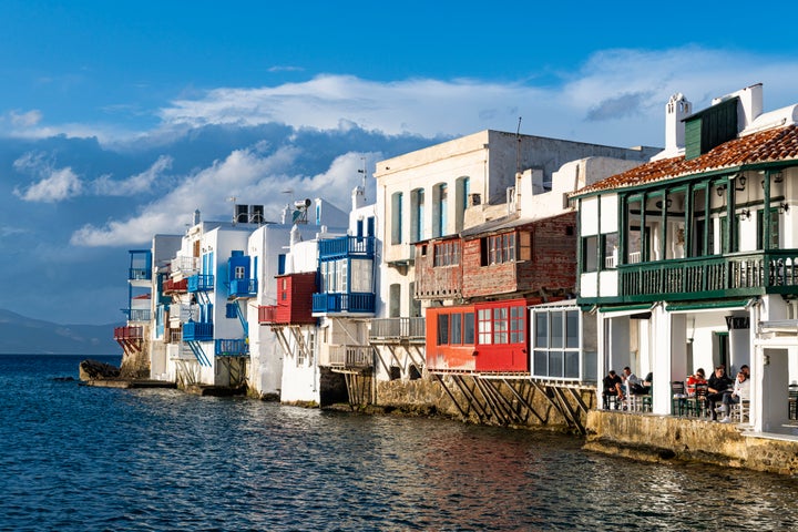 The Little Venice area of Horta on Mykonos in the Cyclades islands