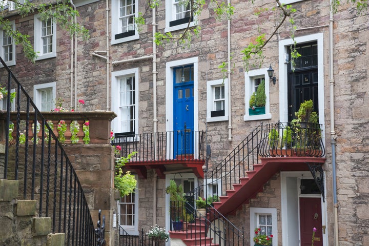 Quaint houses overlooking Ramsay Garden in the heart of Edinburgh's Old Town