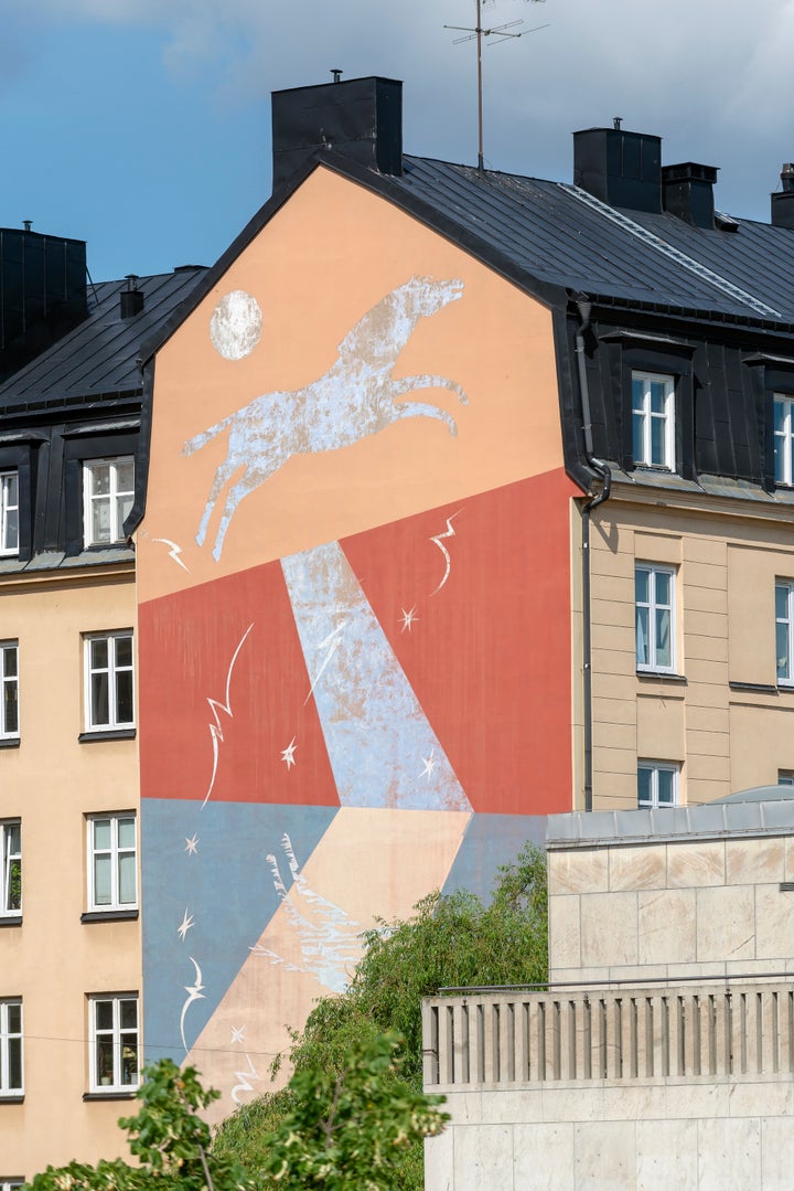 Painted artwork on a house in Place Södermalm, Stockholm