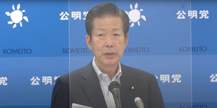 記者会見する公明党の山口那津男代表(9月21日)