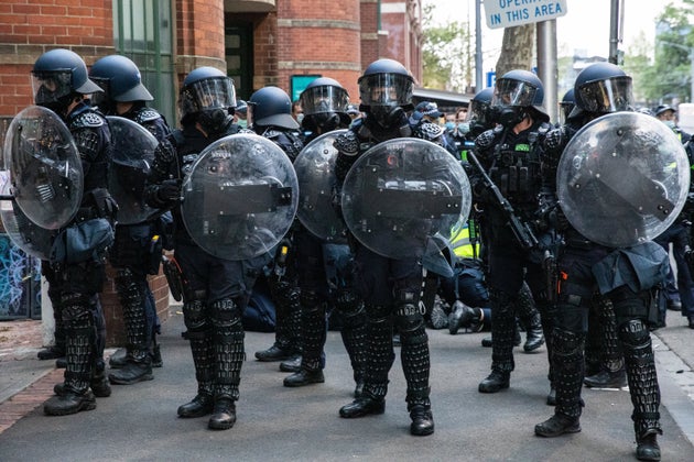 An anti vaccine protest on Tuesday September 21 in Melbourne,