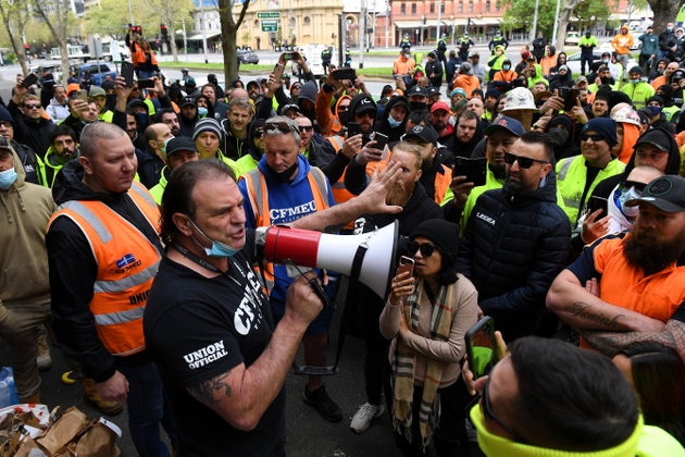 Protesters in Melbourne on Monday September